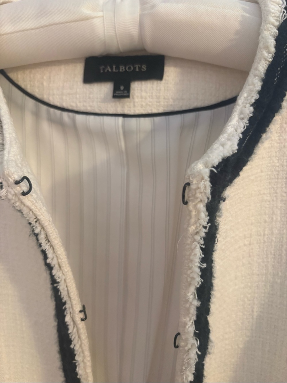 Talbots Cream Tweed Jacket with Black Trim Accents - Picture 3 of 4